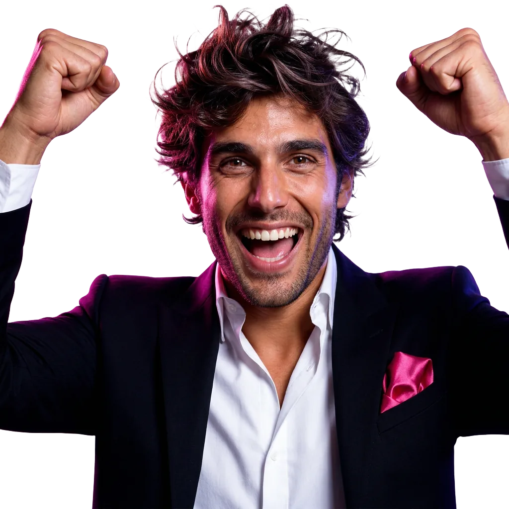 Designer celebrating a successful creative launch