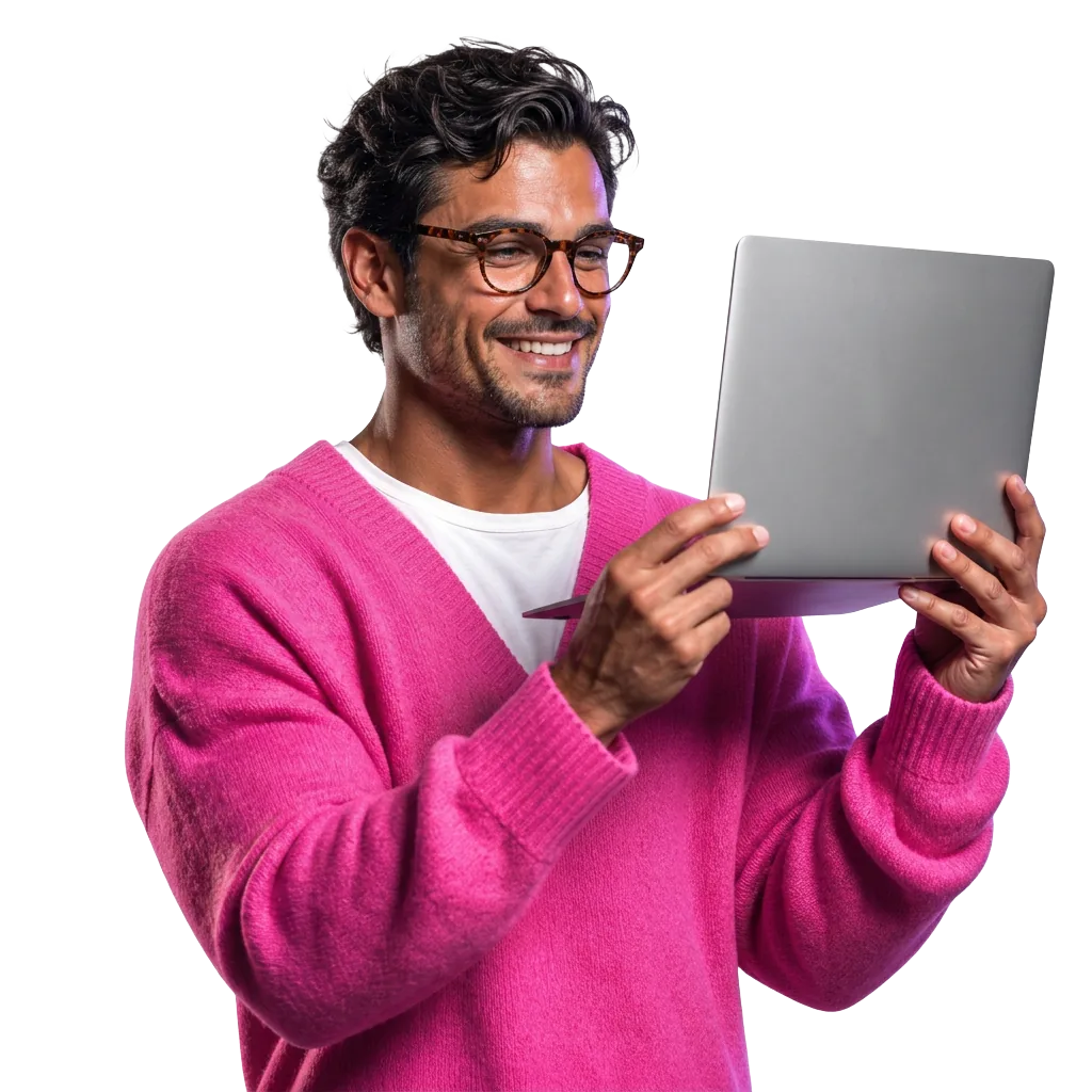 Business owner holding a laptop with a high-converting website